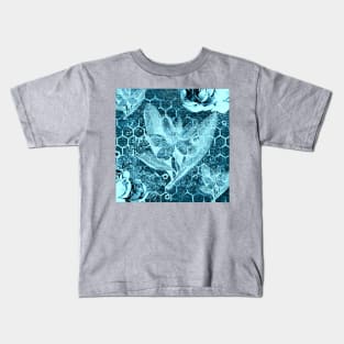 Honeycomb Blue Floral Kids T-Shirt